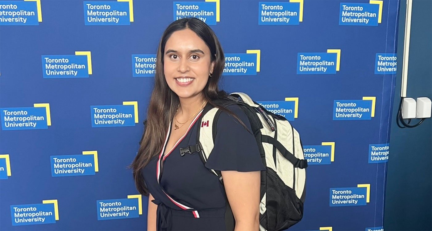 Bhavneet Bhangu poses for a photo on her first day at Toronto Metropolitan University's School of Medicine