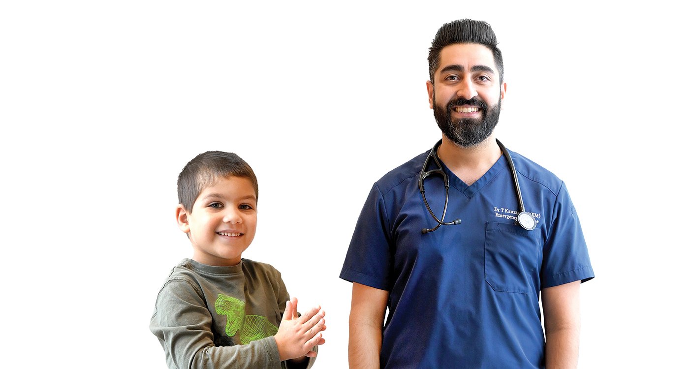 Left to right: David, former Urgent Care Centre patient, and Dr. Tajinder Kaura, Emergency Medicine Physician and Site Chief, Urgent Care Centre