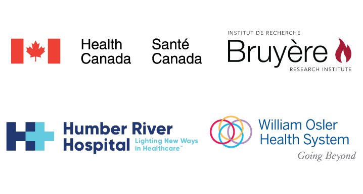 Logos for Health Canada, Bruyère Research Institute, Humber River Hospital and William Osler Health System