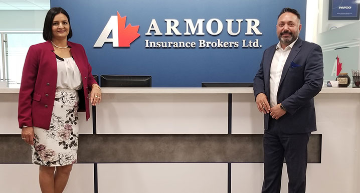(l-r) Sukhdeep Kang, CEO, Armour Insurance Brokers Ltd. and Rupinder Hayer, President, Armour Insurance Brokers Ltd.