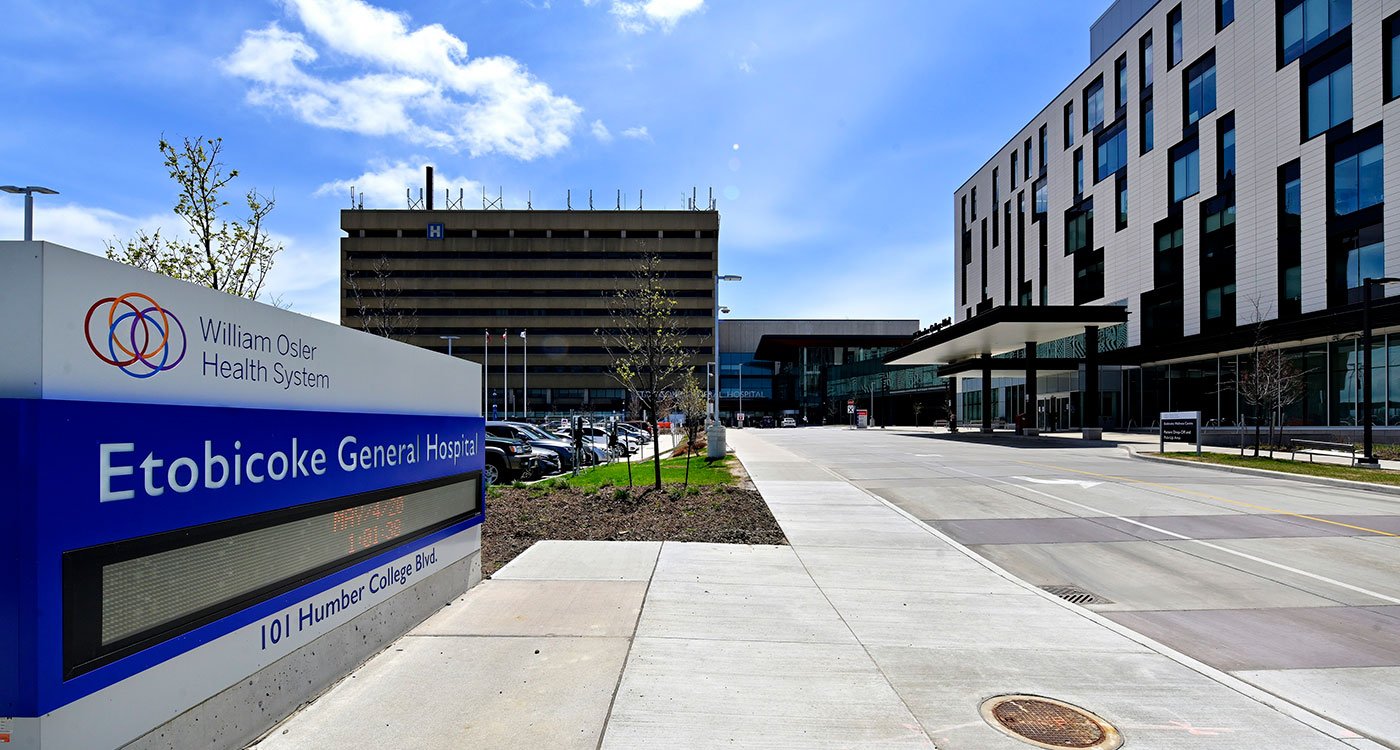Exterior shot of Etobicoke General Hospital