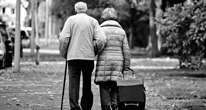 Elderly couple going for a stroll