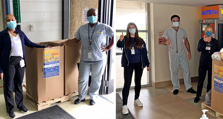 Food drive collections at Etobicoke General (right) and Brampton Civic (left)