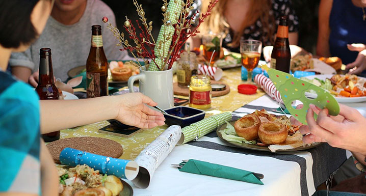 Holiday dinner party table