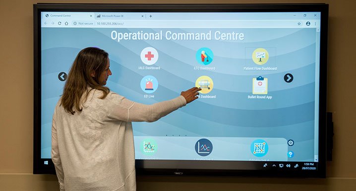 Staff member using the Operational Command Centre electronic dashboard