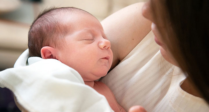 Mother holding baby