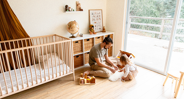 A father playing with his daughter