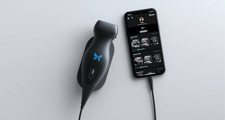 A pocket-sized, hand-held ultrasound device