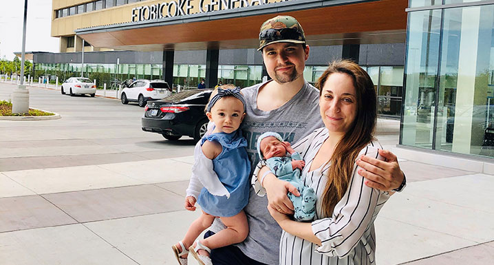 The Vargas family outside of Etobicoke General