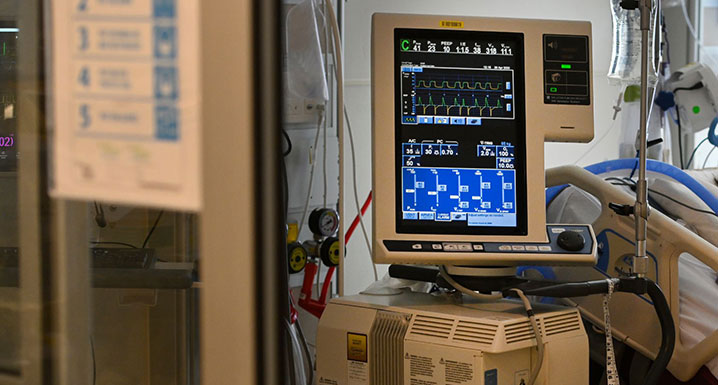 A ventilator in a hospital room