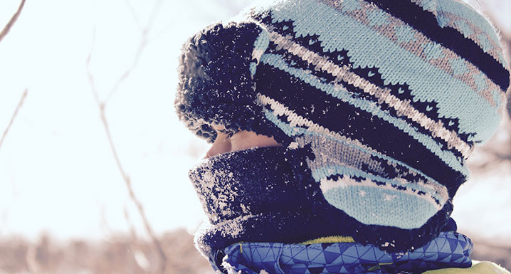 Woman bundled up outside in the cold