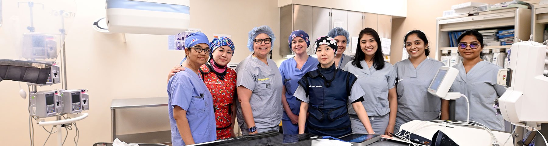 Clinical staff inside of the Cardiac Cath Lab