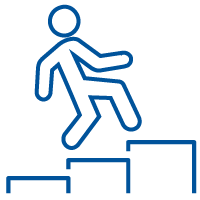 Icon of a person climbing a set of stairs