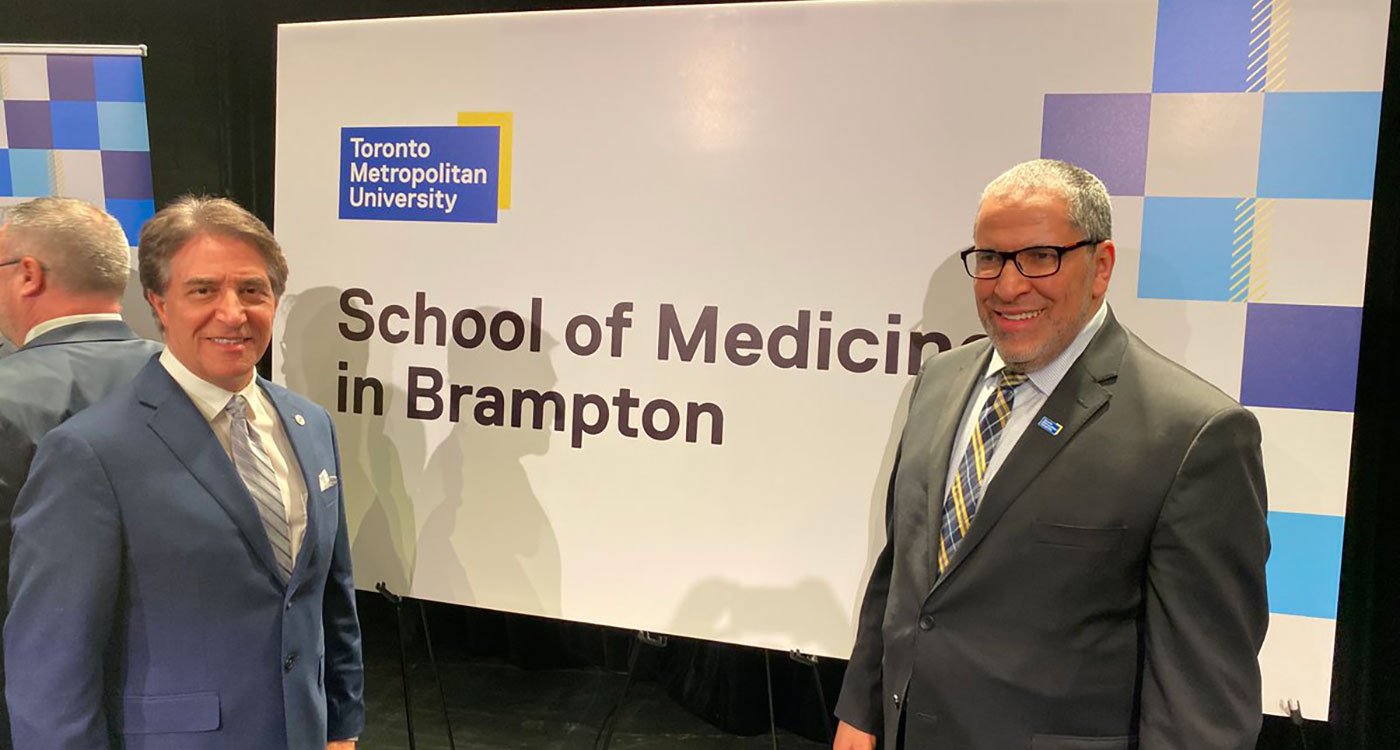 (l-r): Dr. Frank Martino, President and CEO, William Osler Health System, with Mohamed Lachemi, President and Vice-Chancellor, Toronto Metropolitan University