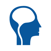 Icon of a brain instead a human head Icon of a brain instead a human head